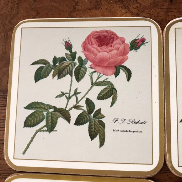 Vintage "Redoute Rose" Pimpernel Coasters Set of 6 Made In England Barware - Picture 2 of 11